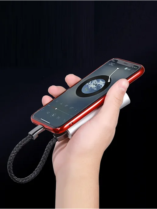 BELKA-Shop USB браслет плетёный из бусин - кабель для зарядки Type-C, черный, фото 3