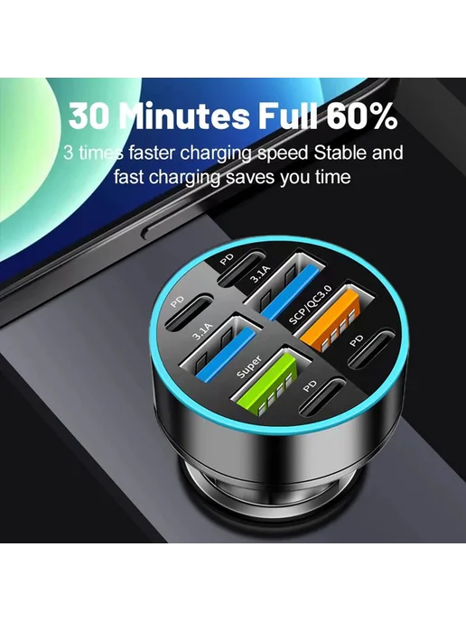 4 USB 4 PD Цифровой дисплей автомобильное зарядное устройств, вариант, фото 2