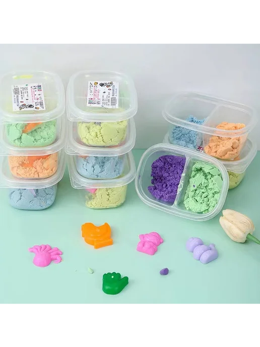 Детский пуховый песок для творчества, DIY, яркий, с набором, вариант, фото 4