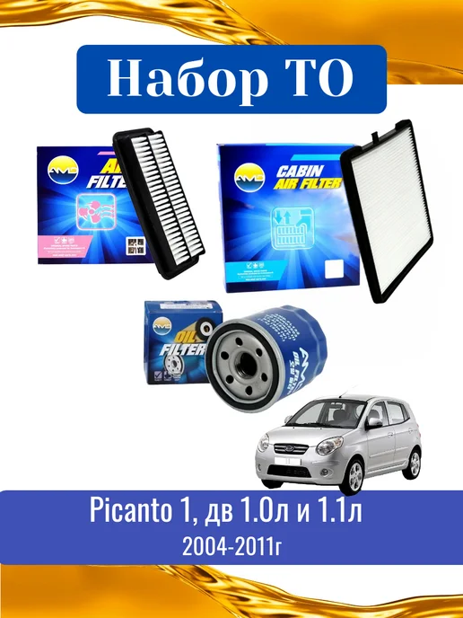 Комплект фильтров ТО для Kia Picanto 1, 2004-2011г, 2,0042e+07 г