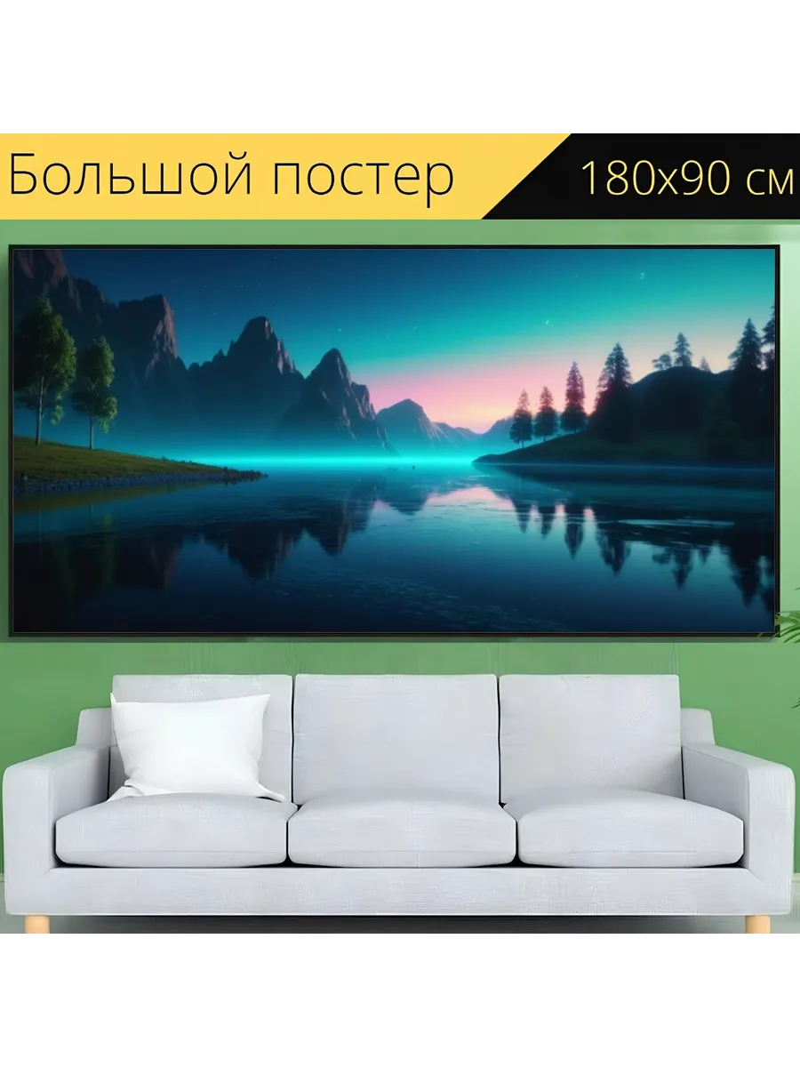 Постер "Видео пейзаж с музыкой красивый" 180x90см.