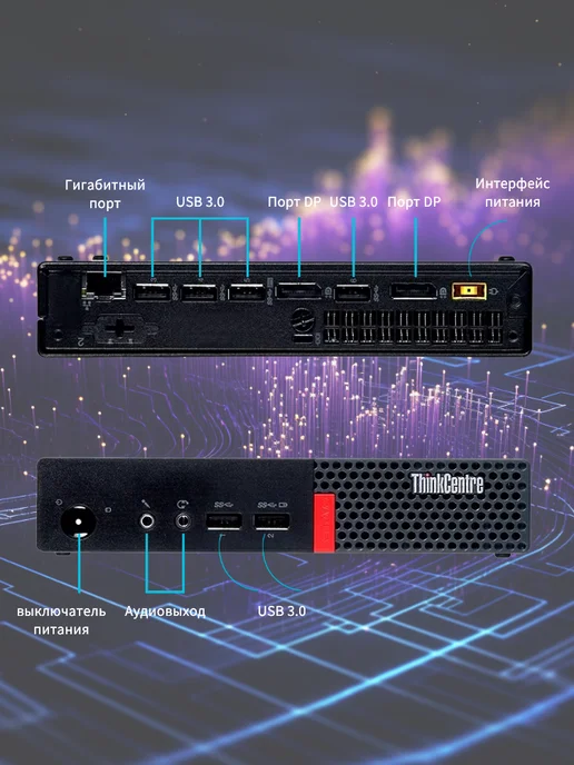 Lenovo Мини-ПК Процессор M715Q Ryzen 5 2400GE DDR4 4ГБ SSD 128ГБ, 4 ГБ, 128 ГБ, фото 2