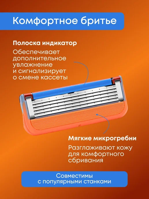 Лезвия для бритья 12шт совместимые с Fusion 5 Кассеты, 12 шт, фото 2