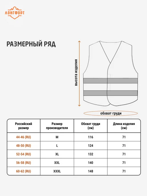 Жилет сигнальный светоотражающий 2 СОП 100гр кв.м оранжевый, 60 г, фото 5