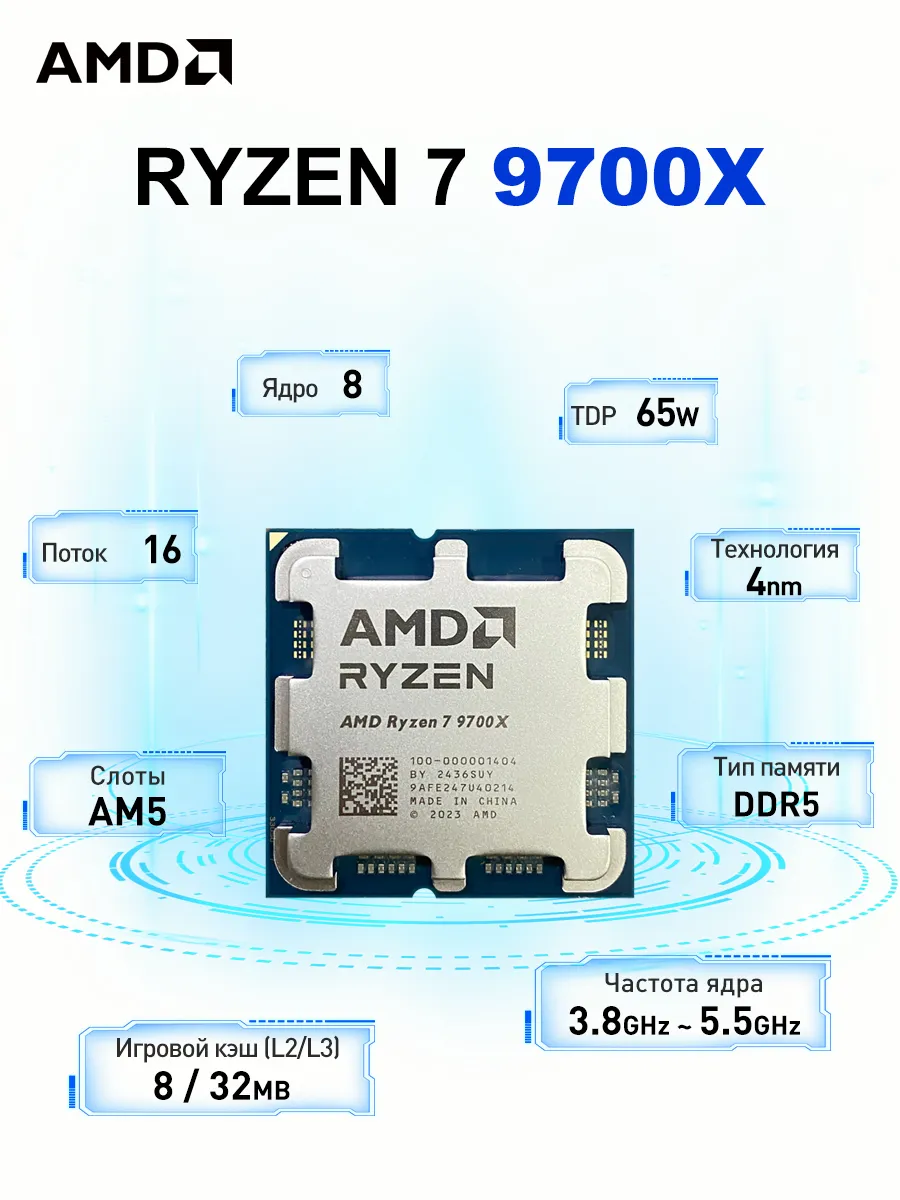 Ryzen 7 9700X процессор в розничной упаковке без кулер AMD Ryzen