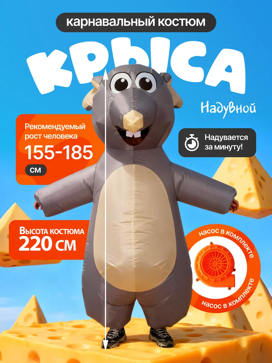 Надувной карнавальный костюм Крыса