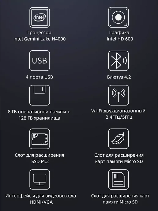 BMAX Мини ПК B1 PRO 8 ГБ ОЗУ и 128 ГБ памяти Windows 11, 8 ГБ, 128 ГБ, фото 2