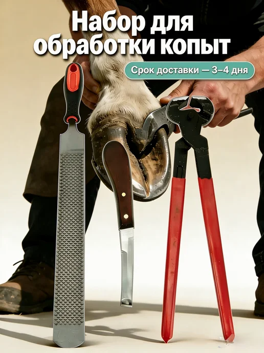 Набор для обработки копыт，Рашпиль и ножи и клещи, вариант