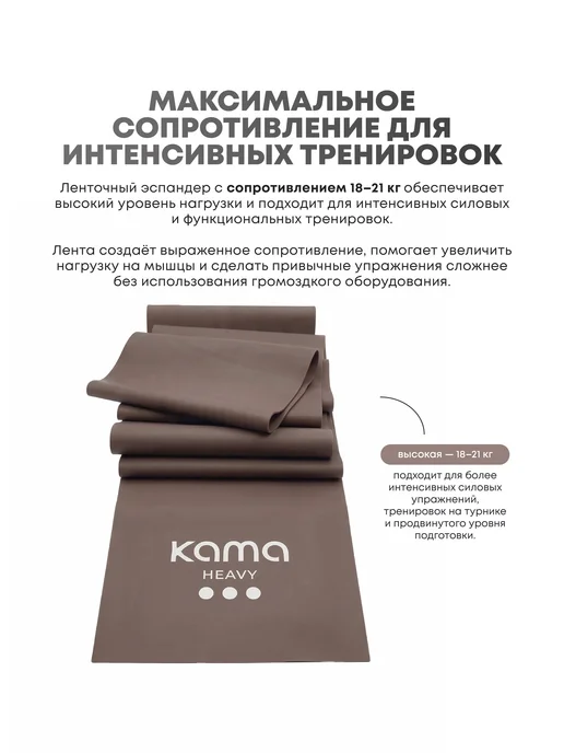 Kama Резинка для фитнеса и йоги, эспандер ленточный 2-5 кг, 1821 кг, фото 2