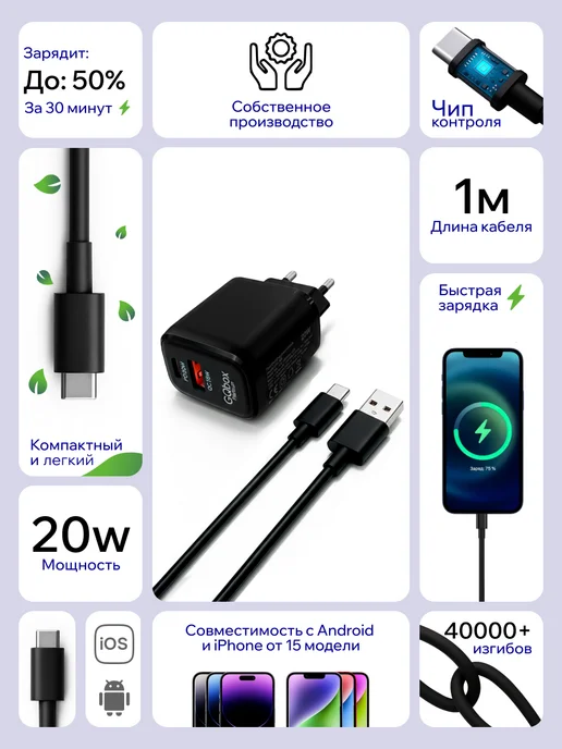 GQbox Зарядное устройство для телефона, черный, фото 8