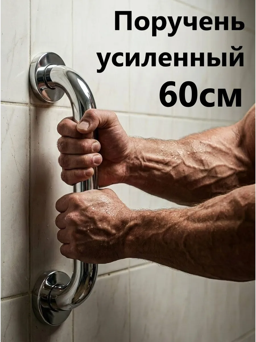 Поручень для ванной 60 см усиленная гайка