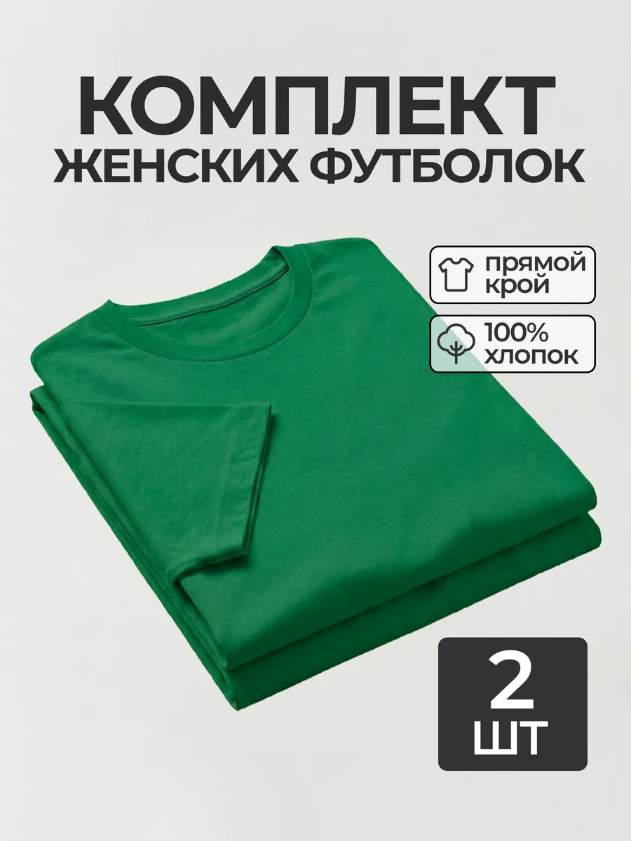 Футболка набор 2 шт. базовая прямого кроя однотонная