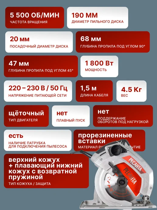 Пила дисковая циркулярная электрическая ДП-20/190А — фото 2