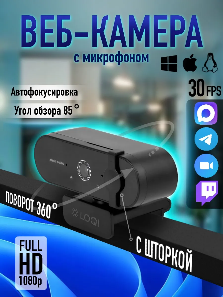 Веб камера для компьютера со шторкой поворотная