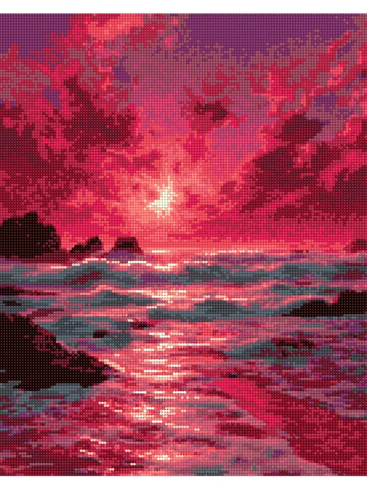 Art on Canvas Розовый закат Алмазная мозаика на подрамнике 40х50 см, 40x50 см, фото 2