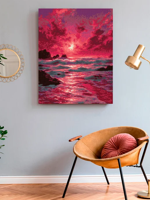 Art on Canvas Розовый закат Алмазная мозаика на подрамнике 40х50 см, 40x50 см, фото 3