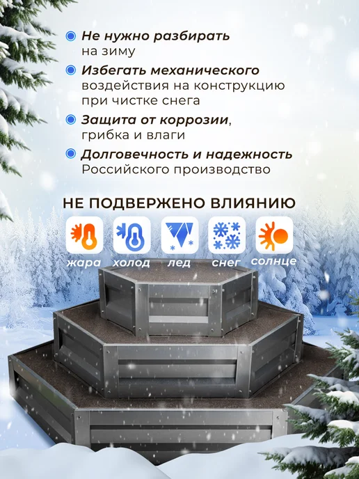 Добрые грядки Клумба одноярусная с полимерным покрытием RAL8017 -15см, коричневый, фото 4