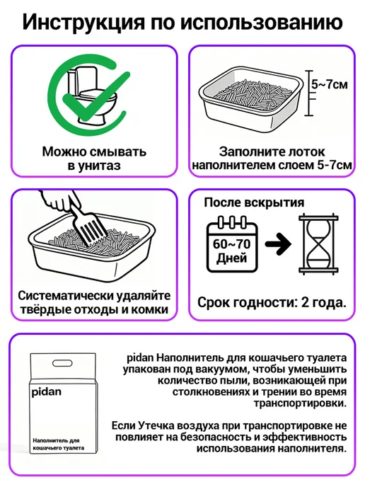 Pidan Наполнитель для кошачьего туалета тофу 9,6 кг, 2,4 кг, фото 8