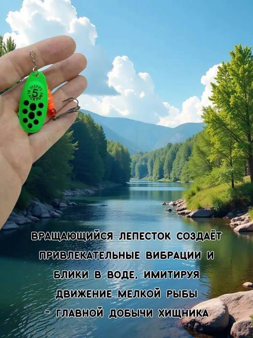 Блесна вращающаяся с лепестком и тройным крючком, черный, фото 2