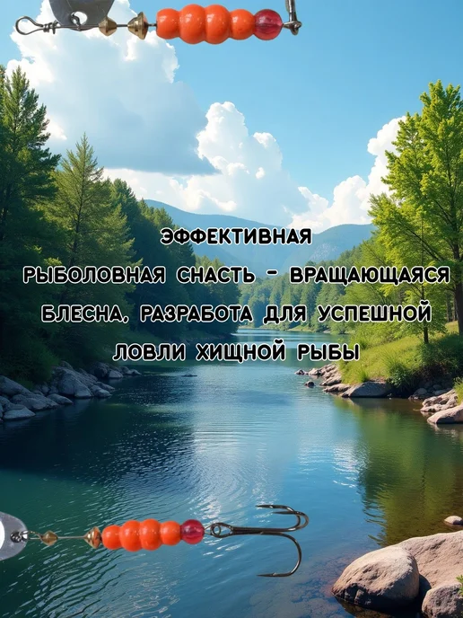 Блесна вращающаяся с лепестком и тройным крючком, черный, фото 6