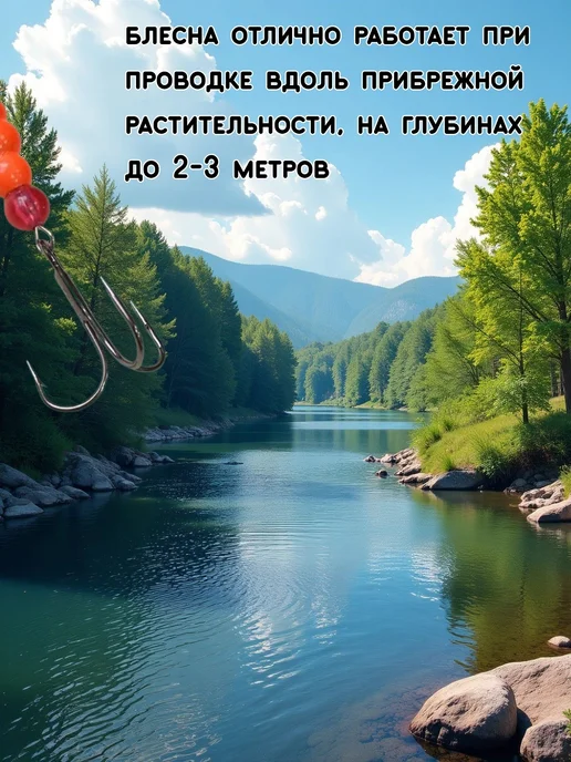 Блесна вращающаяся с лепестком и тройным крючком, черный, фото 7