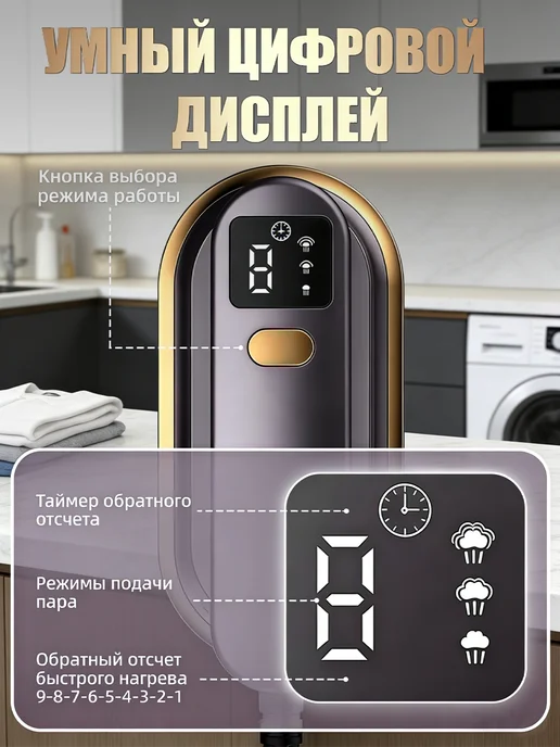 Отпариватель ручной для одежды мощный утюг, белый, фото 6