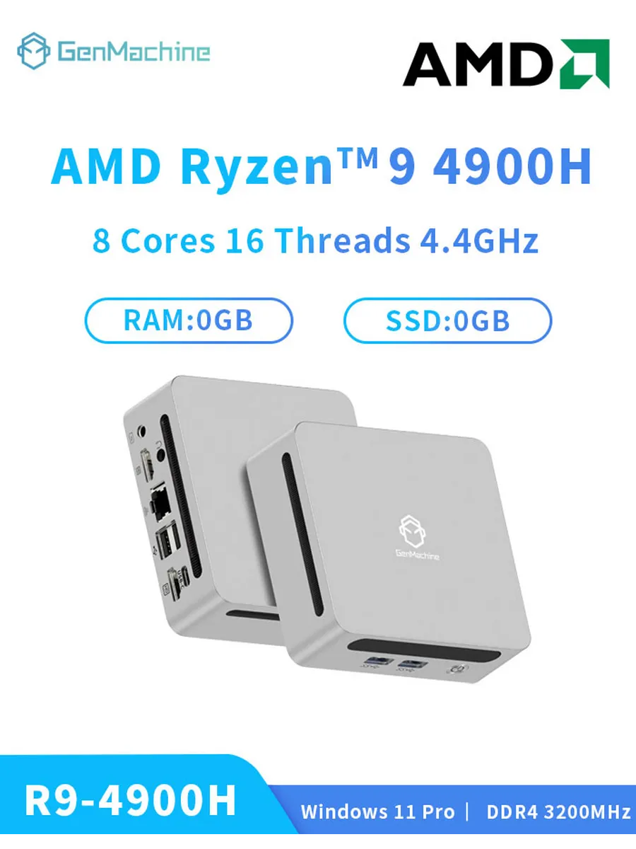 Мини - компьютер AMD Ryzen 9 4900H Mini PC Windows 0G+0G