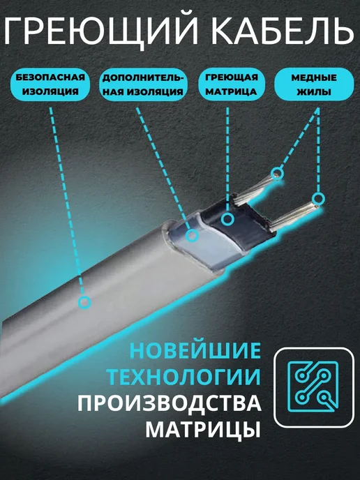 Amiria Греющий кабель на трубу саморегулирующийся 5 метров, 3 м, фото 4