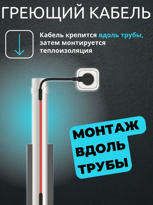 Amiria Греющий кабель на трубу саморегулирующийся 5 метров, 3 м, фото 6