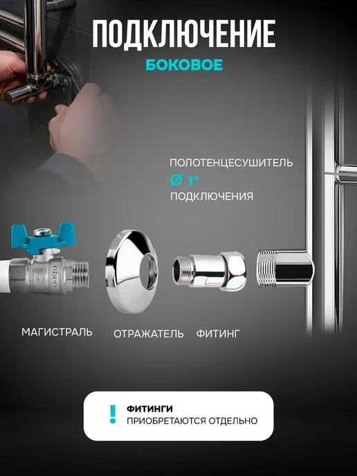 EL-TERM Полотенцесушитель водяной в ванную Сона 500х700 бп 500, 500x700, фото 3