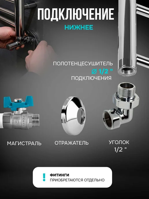 EL-TERM Полотенцесушитель водяной в ванную Грас 500х700 нп, 500x700, фото 3