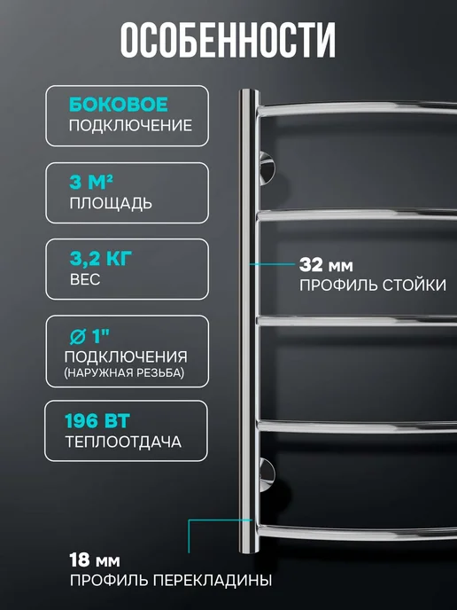 EL-TERM Полотенцесушитель водяной в ванную Грас 500х700 бп 500, вариант, фото 4