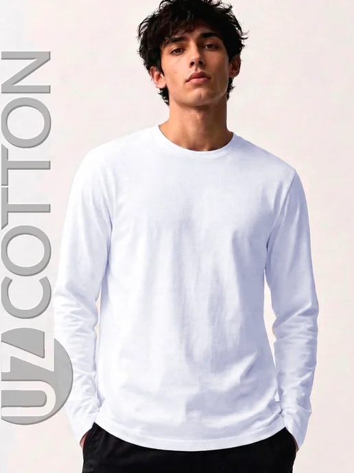 UZcotton Лонгслив синий, белый