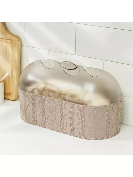 OptovikPlus Хлебница с крышкой пластиковая для кухни, бежевый, фото 8