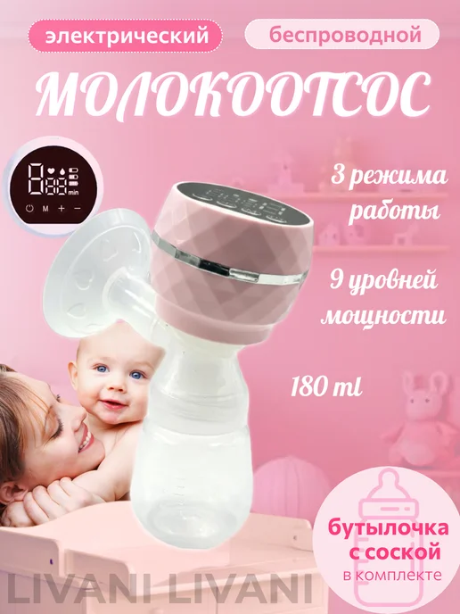 LIVANI HOME Молокоотсос электрический, розовый