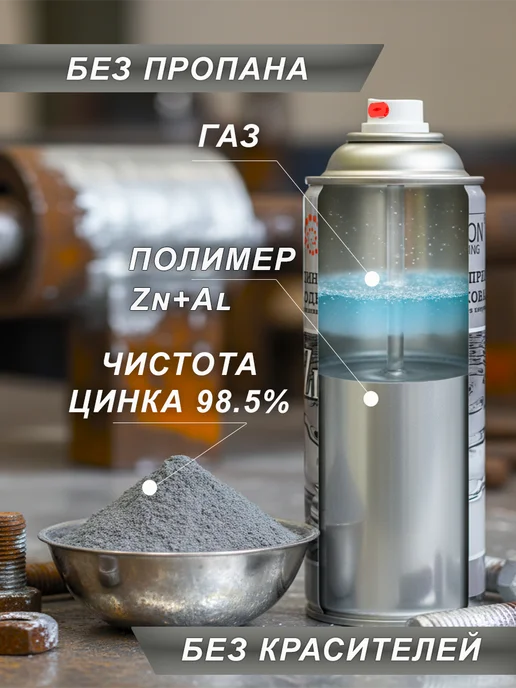 СВАРТОН Спрей цинковый ЦИНКАЛ 520мл, 520 мл, фото 2