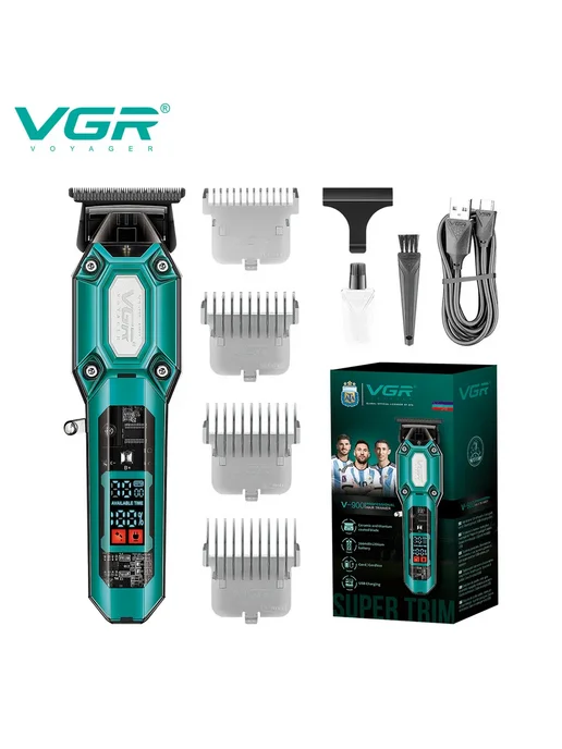 Машинка для стрижки волос и бороды, триммер, бритва мужская VGR V-900 Black, голубой