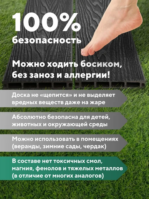 Мебель ДПК Террасная 3Д доска из ДПК, 1.5 метра, 1 шт, Антрацит, 2 м, 2 шт, фото 3