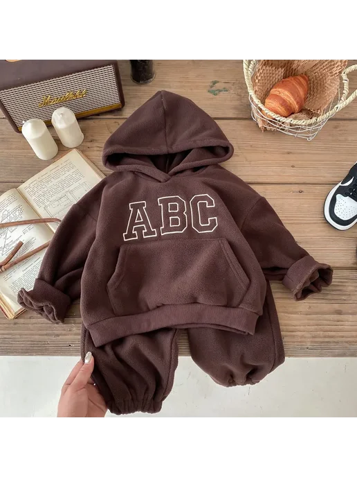 Детский костюм флисовый ABC, коричневый, фото 2