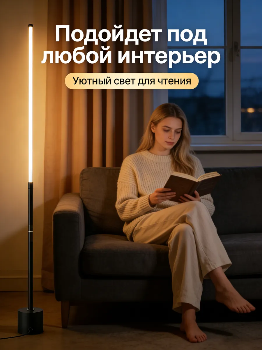 Торшер напольный современный с регулируемой высотой