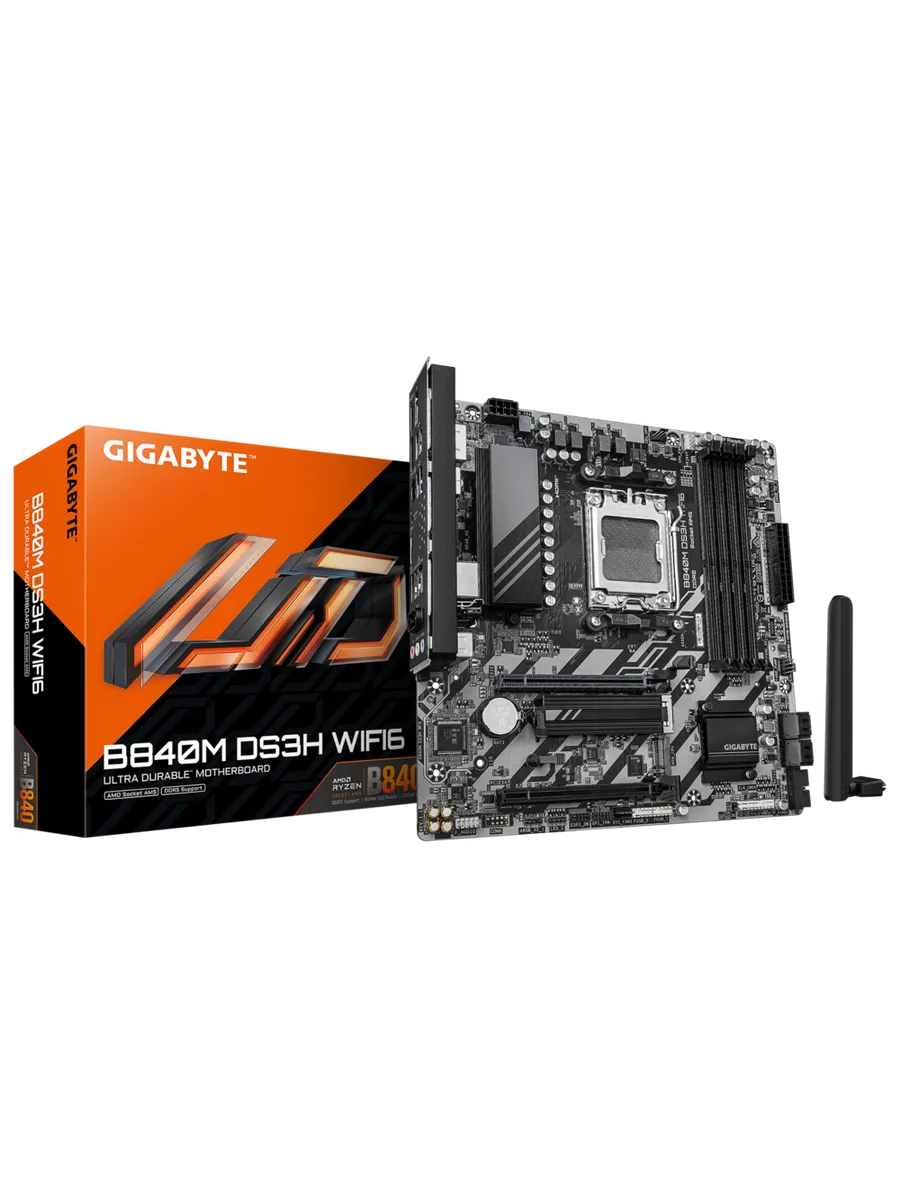 Материнская плата B840M DS3H WIFI6 AM5 AMD B840 mATX RTL Gigabyte 585600322 купить в интернет‑магазине Wildberries