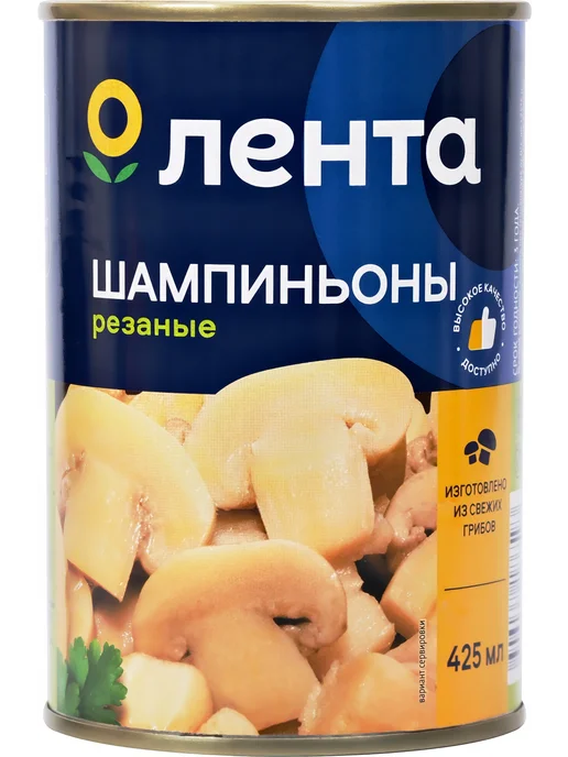 Шампиньоны ЛЕНТА резаные, 425мл, 425 мл, фото 3