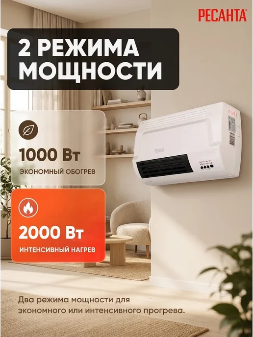 Тепловентилятор настенный для дома электрический ТВК-4 — фото 3
