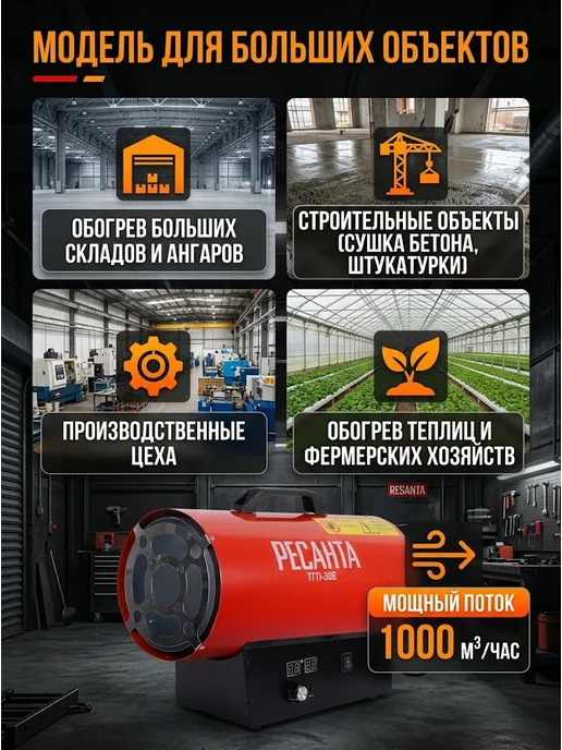 Пушка тепловая газовая для гаража ТГП-30E — фото 2