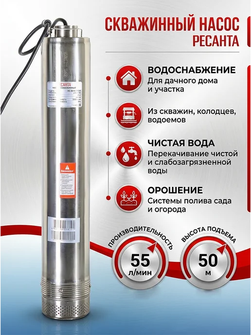 Насос погружной скважинный для воды НС-55/50 проф — фото 4