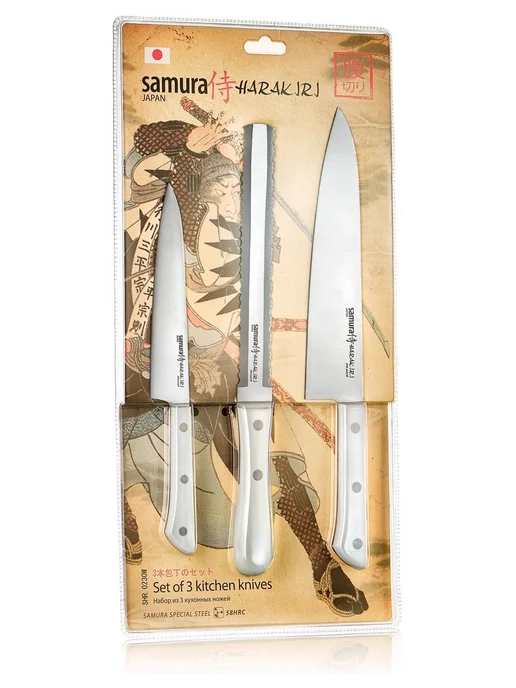 Samura Набор кухонных ножей HARAKIRI, 3 предмета (SHR-0230W K), 230 Вт, фото 5