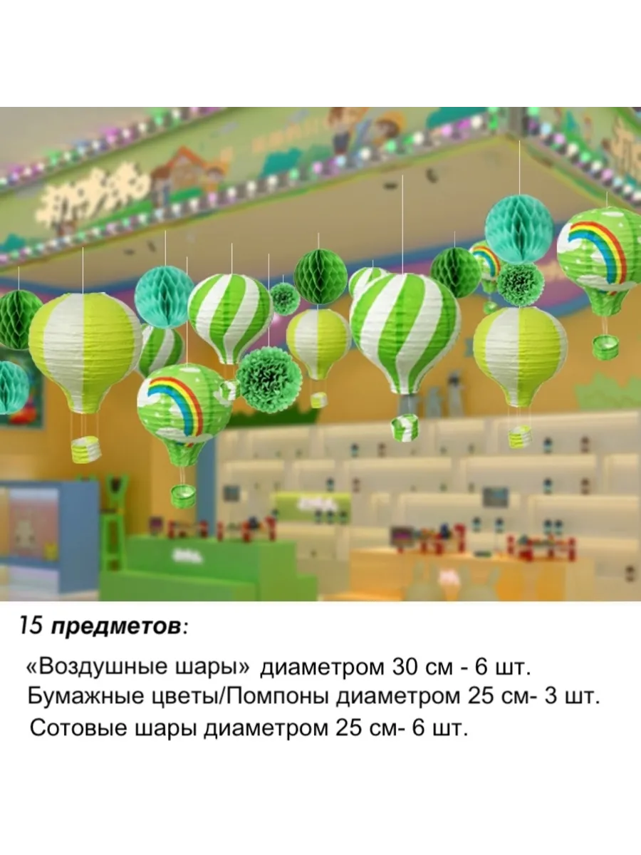 Праздничный декор с бумажными воздушными шарами