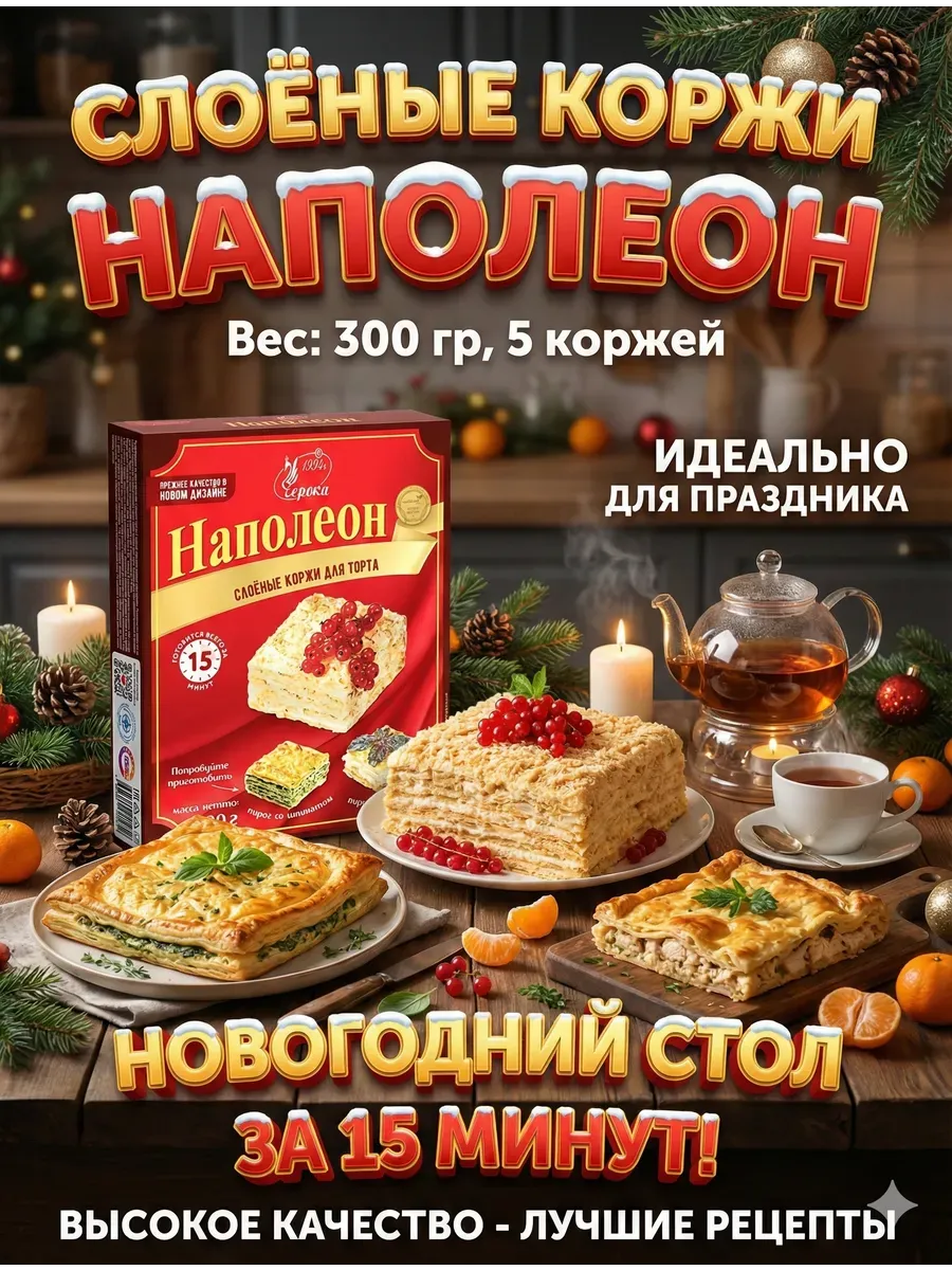 Слоеные коржи Наполеон 300 гр