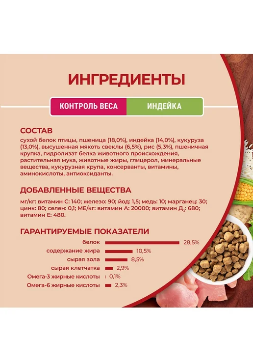 Сухой корм PURINA ONE Лишним Весом для собак, индейка, 1,5 кг, фото 4