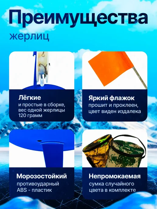 ПЛАНЕТА РЫБАЛКИ Жерлицы зимние оснащенные на щуку 5 шт с сумкой, 5 шт, фото 2